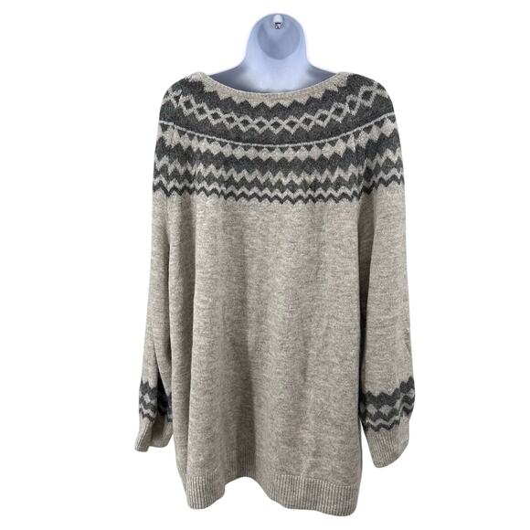 Lane Bryant Sweater Beige Gray Women 18/20 Geometric Horizontal Stripes Pullover - Picture 4 of 8